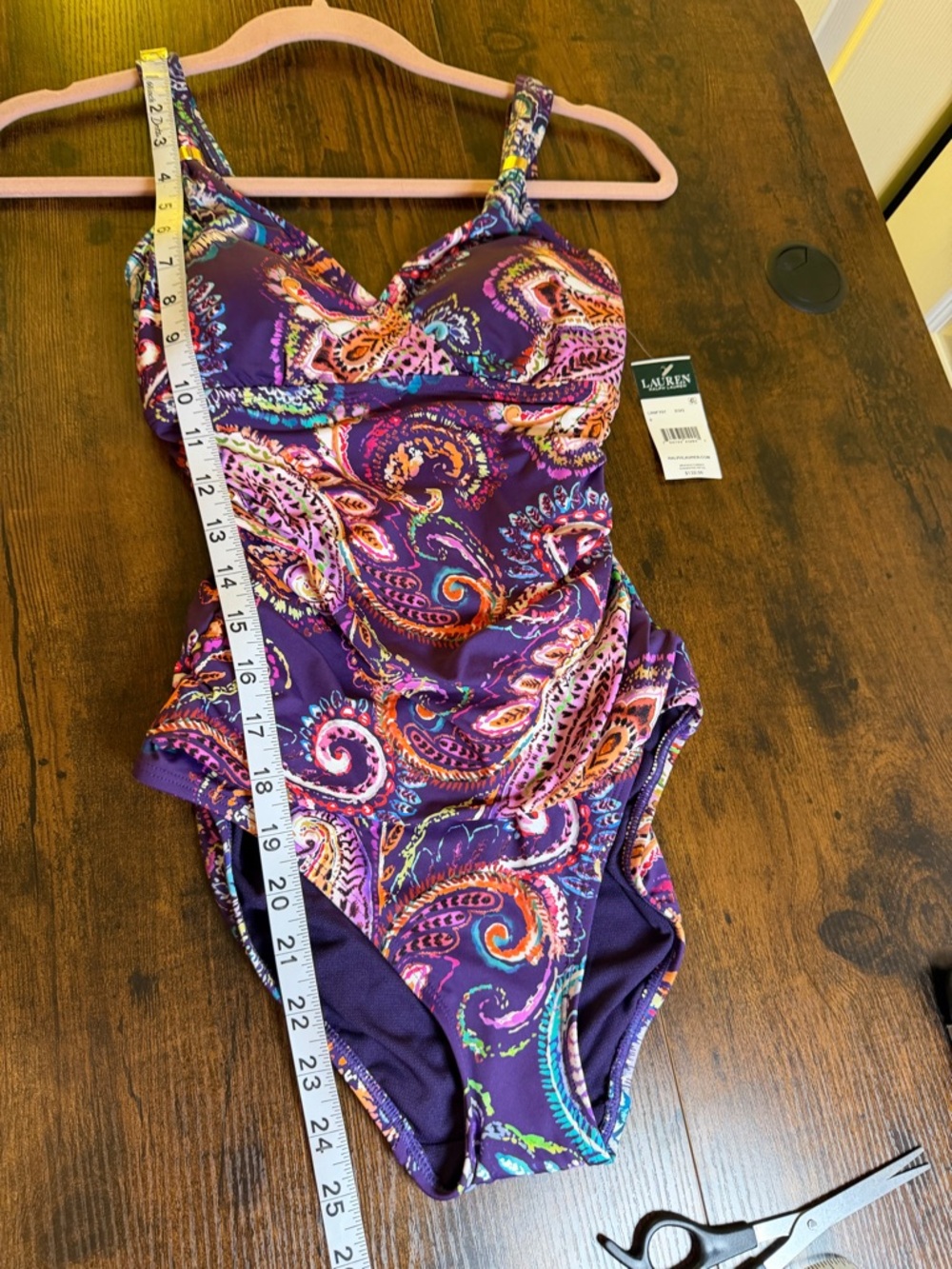 Ralph Lauren Purple Multicolor Paisley One-Piece Swimsuit NWT - Picture 4 of 5